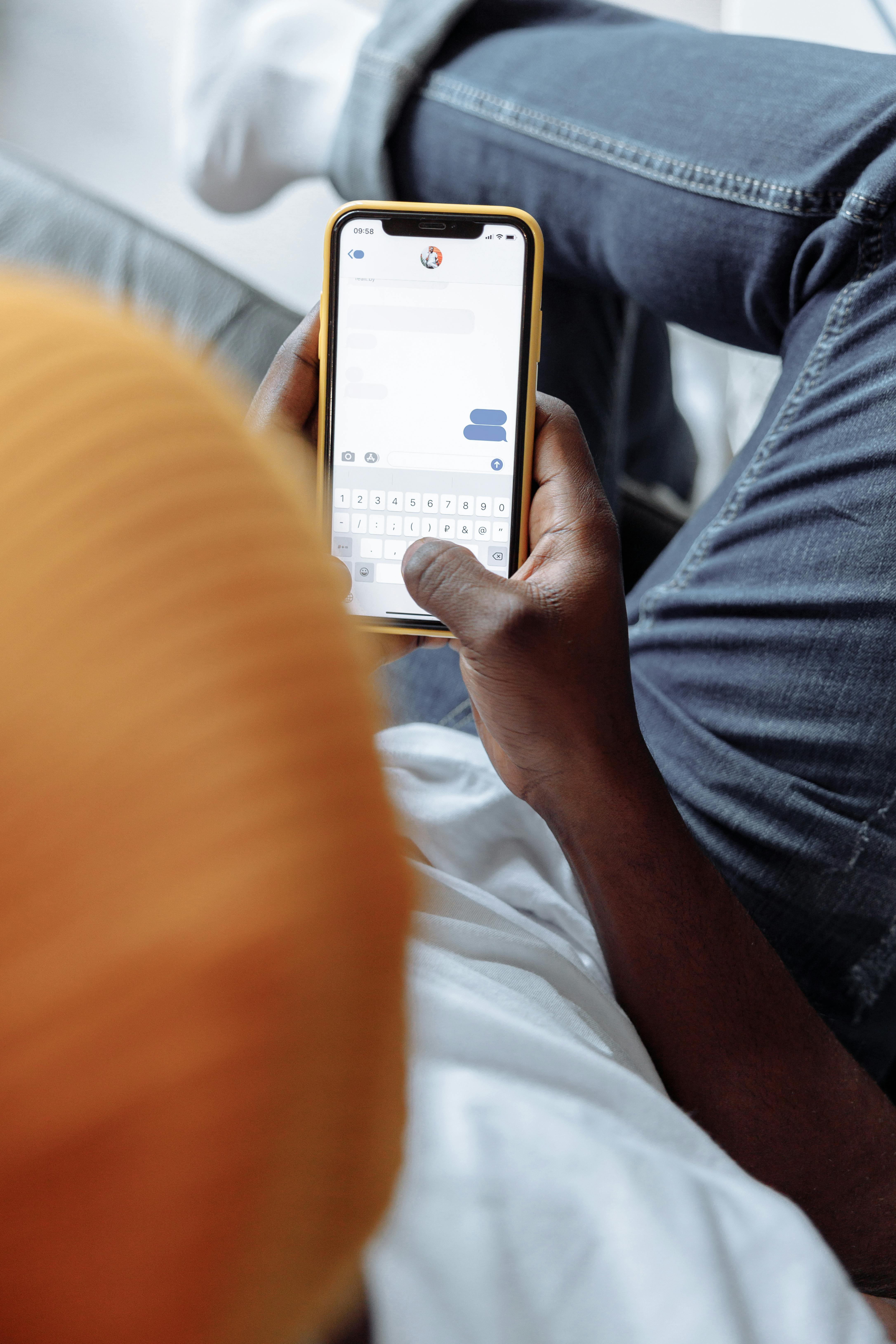 User chatting on phone